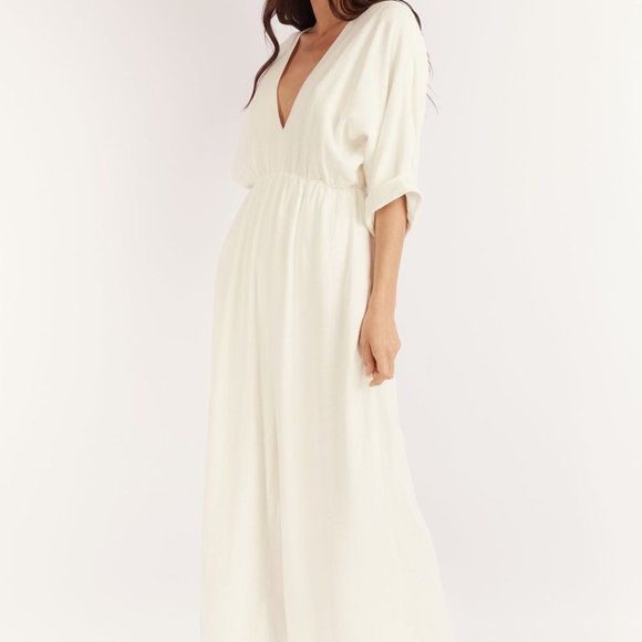 Girl & The Sun  (Hunter Wide-Leg Jumpsuit in Off White) - Picture 1 of 5